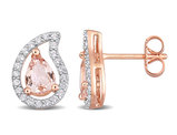 1.50 Carat (ctw) Morganite Pear Earrings with White Topaz in Rose Plated Sterling Silver